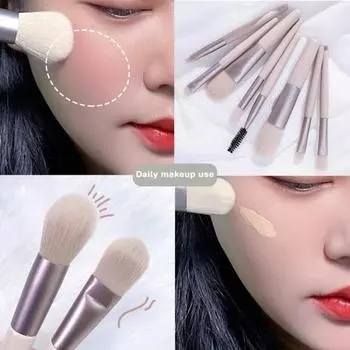 8 шт./компл. кисти для макияжа с мягкой щетиной, тональная основа, румяна, тени для губ, носа, тени для век, набор кистей для бровей и ресниц для начинающих зелёный