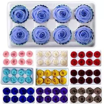 8 шт./компл. консервированный цветок розы, свежая подарочная коробка на день рождения, День святого Валентина, Рождество королевский синий