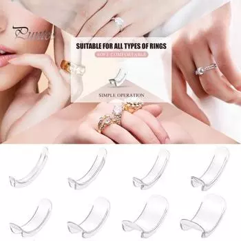 8 шт./компл. коврик для регулировки размера кольца, прозрачный, невидимый, не вызывающий раздражения, многоразовый, мягкий, противоскользящий, разные размеры, коврик для уменьшения размера кольца, защитный коврик для кольца Sets