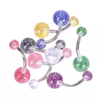 8 шт./компл. красочные блестки пупка кольцо штанга пирсинг украшения для тела