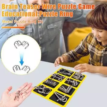 8 шт./компл. металлическая головоломка-кольцо, головоломка, 3D-головоломка из проволоки, игра-головоломка для детей и взрослых, тест на логику и IQ, обучающая игрушка-разблокировка, подарок для малышей и мальчиков и девочек