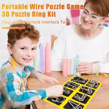 8 шт./компл. металлическая головоломка кольцо головоломка 3D проволочная головоломка игра дети взрослые разум синий