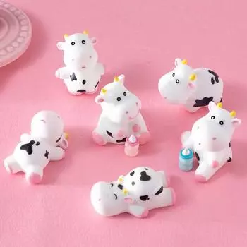 8 шт./компл., миниатюрные миниатюры с изображением животных, коровы, мини-фигурки, сделай сам, фея, украшение для сада, мох, террариум, микропейзаж 6Pcs cows+2Pcs bottles белый