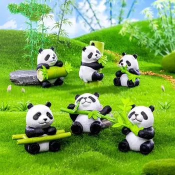 8 шт./компл., миниатюрные миниатюры животных с изображением панды, мини-фигурки, сделай сам, сказочный сад, украшение, мох, террариум, микропейзаж черный белый