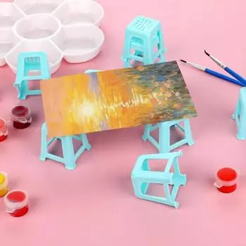 8 шт./компл. миниатюрный табурет, прочный пластиковый мини-холст, держатель для картин, крошечный 4-ногий стул, модель игрушки, сделай сам, 1/12, аксессуары для украшения кукольного домика зелёный