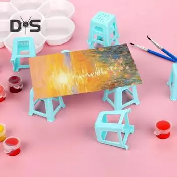 8 шт./компл. миниатюрный табурет, прочный пластиковый мини-холст, держатель для картин, крошечный 4-ногий стул, модель игрушки, сделай сам, 1/12, аксессуары для украшения кукольного домика фиолетовый