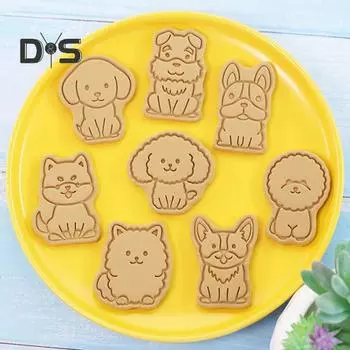 8 шт./компл. многоразовая форма для печенья, розовая 3D форма для печенья в форме собаки, инструмент для украшения торта розовый