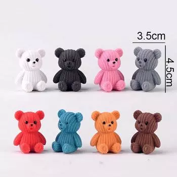 8 шт./компл., мультяшные плюшевые мишки, миниатюрные мини-фигурки, террариум с мхом, микропейзаж, сказочное украшение сада 3.5x4.5cm разноцветный