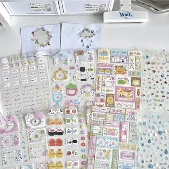 8 шт./компл. наклейки Kawaii Design для детей, корейские милые мультяшные животные, скрапбукинг, журнал, наклейка, прекрасный декор для канцелярских принадлежностей своими руками