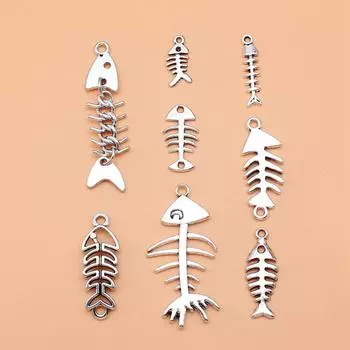 8 шт./компл., подвески из рыбьих костей, материалы для изготовления ювелирных изделий, популярные материалы