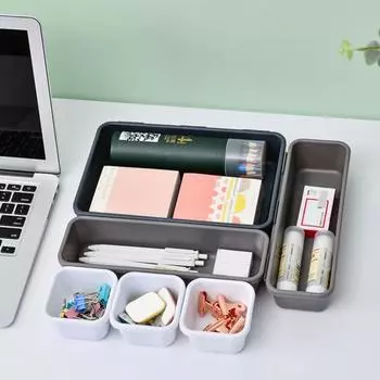 8 шт./компл. ящиков для хранения ящиков, классификационный набор, органайзер для хранения, 3 размера, контейнеры для хранения косметики светло-серый