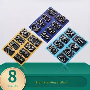 8 шт./компл. Разные узоры металлическая проволочная головоломка интересная головоломка для развития интеллекта для развивающих игрушек style 1