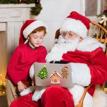 8 шт./компл., рождественские наклейки-пазлы «сделай сам», игрушки, милые Санта-Клаусы, рождественские елочные носки, мультяшные наклейки, детские наклейки-макияж для родителей и детей 8pcs