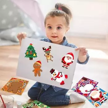 8 шт./компл. Рождество DIY милый Клаус собрать головоломку-наклейку игрушки Санта Рождественская елка носки мультяшные наклейки 8pcs