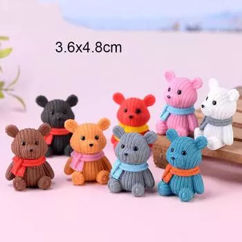 8 шт./компл. шарф с животными из мультфильмов, миниатюры с медведями, мини-фигурки, мох, террариум, микропейзаж, сказочный сад, украшение для кукольного домика разноцветный