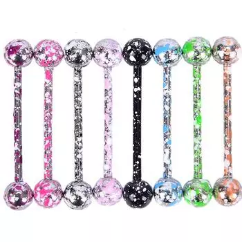 8 шт./компл., смешанные красочные шарики из нержавеющей стали, кольцо на язык, пирсинг, ювелирные изделия