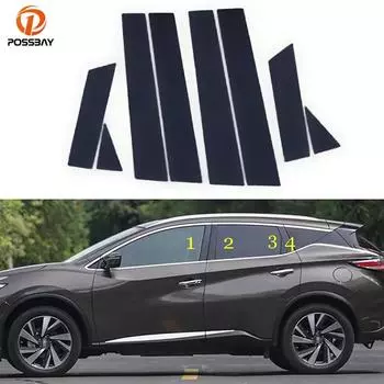 8 шт./компл., стойки для автомобиля, глянцевый черный рояль для Nissan Murano 2015-2022, наклейки на молдинг двери, окна
