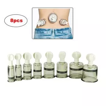 8 шт./компл., вакуумные банки, прозрачные чашки для массажа тела, ручные вращающиеся банки, магнитотерапевтическое устройство для банок 8Pcs