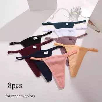 8 шт./компл. женские трусы из хлопка с нитками, нижнее белье, милые трусики-бикини с бантом и низкой талией, однотонные женские трусики с кружевной кромкой S