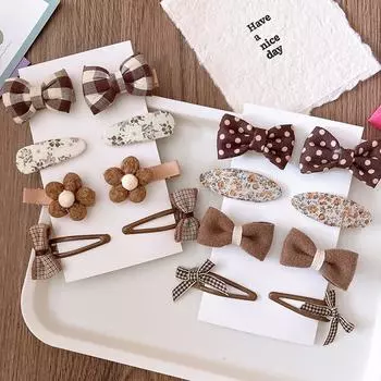 8 шт./комплект детские заколки для волос для девочек новые модные милые детские заколки BB для принцесс бежевый кофейный бант цветочные заколки для волос аксессуары для волос