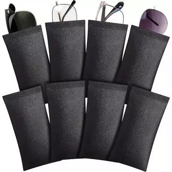 8 шт. кожаный футляр для очков, солнцезащитные очки, чехол для очков, мягкий, сжимаемый сверху, портативный дорожный чехол для очков для женщин и мужчин чёрный