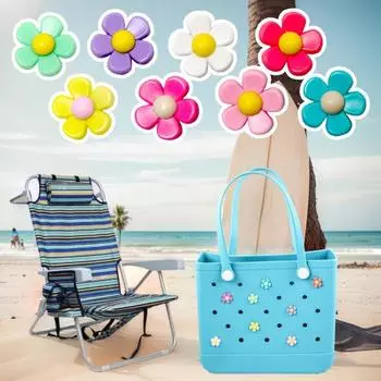 8 шт. красочная сумка с отверстием для цветка, легкая многоразовая пляжная сумка-тоут с отверстием, резиновое цветочное украшение, аксессуары для сумок с отверстием Little Flower