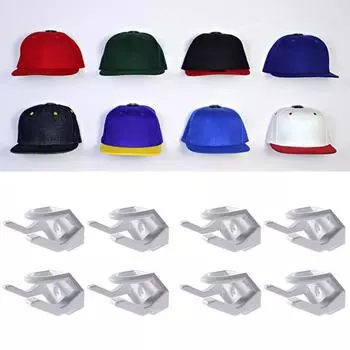 8 шт. Крючок для шляпы, самоклеящийся, дополнительный винт, сильная зажимная сила, хорошая несущая способность, настенная вешалка для бейсбола, товары для дома белый