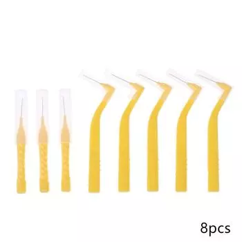 8 шт. L-образная межзубная щетка для ортодонтии, чистка между зубами, инструменты для чистки, мягкая мини-щетка с пылезащитным чехлом синий