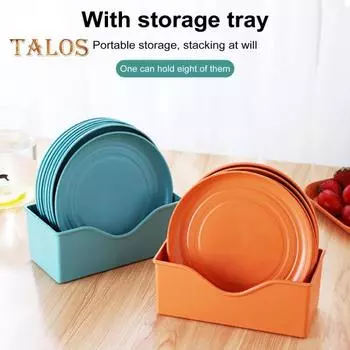 8 шт. легкие пластиковые тарелки, небьющиеся многоразовые обеденные тарелки, которые можно мыть в посудомоечной машине, красочные тарелки для кухни, повседневные тарелки для кемпинга Square разноцветный