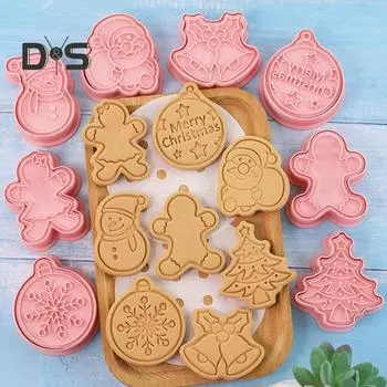 8 шт. легкий рождественский трафарет для печенья, легко извлекаемый из формы, полезная форма для помадки для пряничного человечка