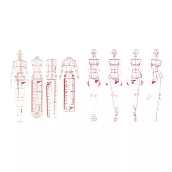 8 шт., линейки шаблонов модных иллюстраций, линейка для рисования, шитье гуманоидных узоров, дизайн,