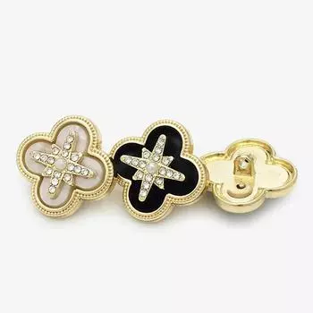 8 шт./лот 17,5/22,5 мм пуговицы из металла с бриллиантами и жемчугом Clover, универсальные черные флокированные пуговицы для пальто и свитера 17.5mm белый