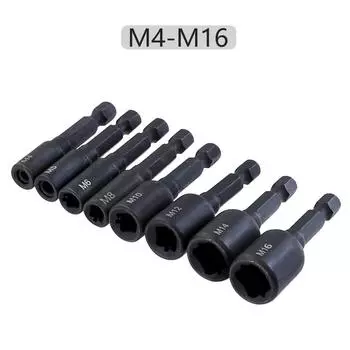 8 шт./лот адаптер гнезда для метчика 1/4 шестигранный хвостовик метрический метчик M4 M5 M6 M8 M10 M12 M14 M16 инструмент для нарезания резьбы чёрный