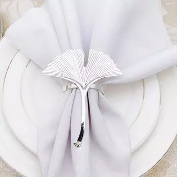 8 шт./лот кольцо для салфеток в виде листьев гинкго металлическая пуговица для салфеток в гостиничную ткань кольцо для салфеток украшение стола золотой