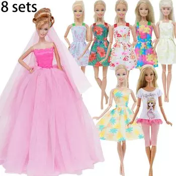 8 шт./лот, кукольная одежда для кукол Барби, смешанное свадебное платье, наряды, кукольный домик, игровой набор для 1/6, 11,5 дюймов, подарочный набор кукол для девочек, игрушки