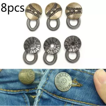 8 шт. / Лот Мгновенная фиксация Металлический эластичный расширитель Регулируемый удлинитель талии Джинсы Брюки Stretch Button
