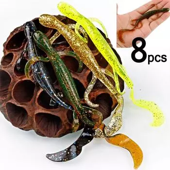8 шт./лот, мягкие приманки для рыбалки, искусственные приманки для ловли морского окуня De Pesca Peche золотой