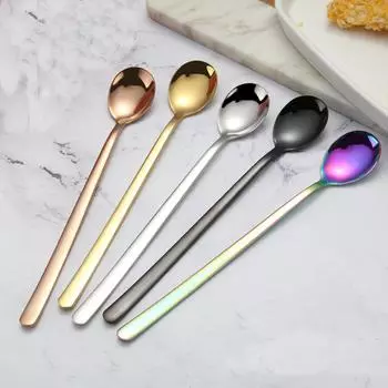 8 шт. Ложка для льда с длинной ручкой, ложка для смешивания холодных напитков, кофе, ложка для льда чёрный