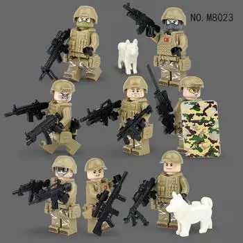 8 шт. M8023 армия пограничный патруль кукла сборка детского строительного блока игрушка