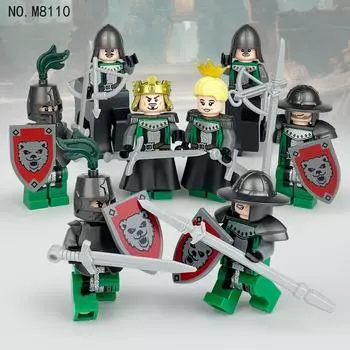 8 шт. M8110 Злой рыцарь, средневековый солдат, Стрелец, детский строительный блок, игрушечное оружие