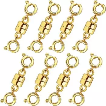 8 шт. Магнитные застежки для ожерелья с двойным магнитом, с гальваническим покрытием, Золото Серебро, Соединительная пряжка, Бусины, Цепочка золотой