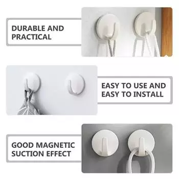 8 шт. Магнитный крючок для полотенца, магнитный крючок для вешалки без дырокола, крючок для шкафчика, белый однотонный простой стиль, магнитные крючки One Size