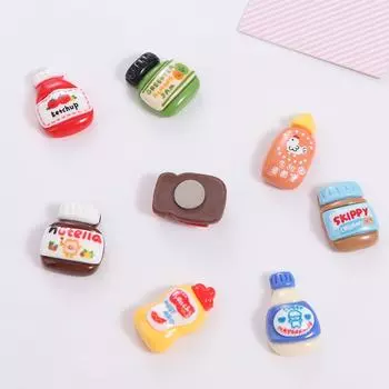 8 шт. Магниты на холодильник Kawaii, миниатюрные бутылки со специями из смолы, наклейки на холодильник, шкафчик 8pcs