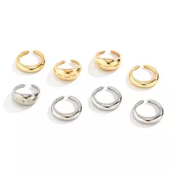8 шт. массивных открытых гладких колец для женщин, модные золотые и серебряные кольца смешанного цвета, аксессуары ONESIZE