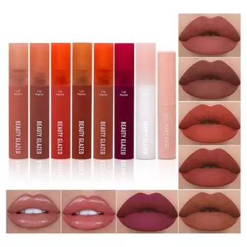 8 шт., матовый блеск для губ, набор, красный бархат, телесный оттенок для губ, водостойкий, стойкий блеск для губ, женские губы, пухлая помада