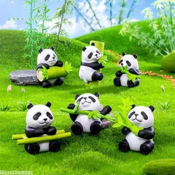 8 шт. микропейзаж милый бамбуковый панда кукла автомобиль декоративный набор комната настольные декоративные маленькие украшения для сказочного сада мох