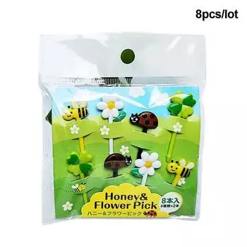8 шт. милые мультяшные пчелы вилки для фруктов детские пластиковые бытовые закуски десерт сухофрукты торт вилки аксессуары для бенто