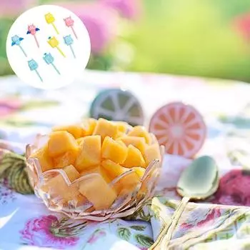 8 шт. милые мультяшные вилки для фруктов, детские вилки для закусок, десертов, украшения, зубочистки, аксессуары для украшения салатов, палочки для торта