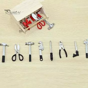 8 шт., мини-инструмент для ремонта, кукольный домик, молоток, ножницы, набор гаечных ключей, инструмент для моделирования, модель игрушки для игр, декор дома красный