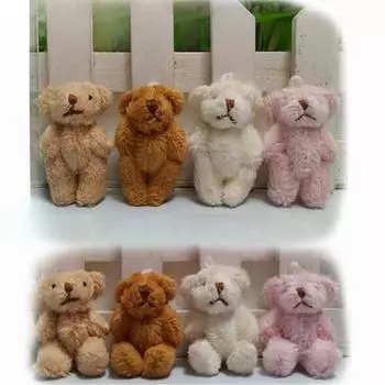 8 шт. Мини плюшевые голые медведи игрушка маленькая подвеска решетка длинношерстный шарнирный медведь мягкие игрушки для детей 4,5 см 4.5CM